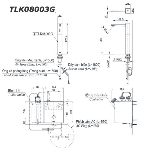 ban ve ky thuat voi xit xa phong tu dong toto tlk08003g