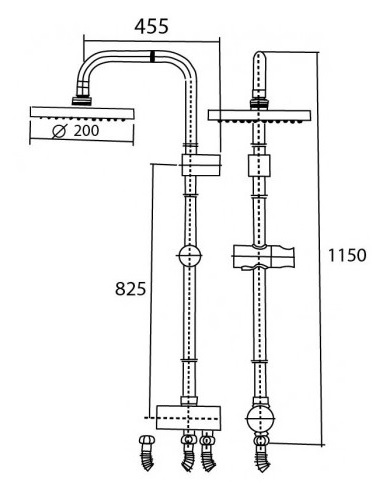Bản vẽ kỹ thuật Vòi sen cây American Standard WF-9071 dòng H200Ar Tắm Đứng