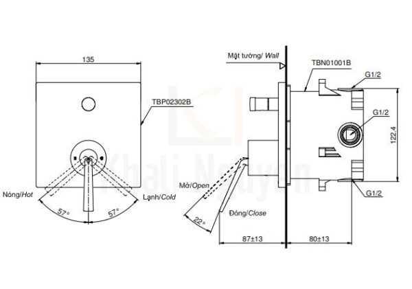ban ve van gat gu dieu chinh nhiet toto tbp02302b tbn01001b