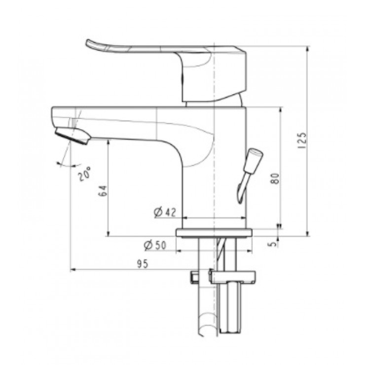 Bản vẽ kỹ thuật Vòi lavabo American Standard WF-0701 dòng Neo Modern nóng lạnh