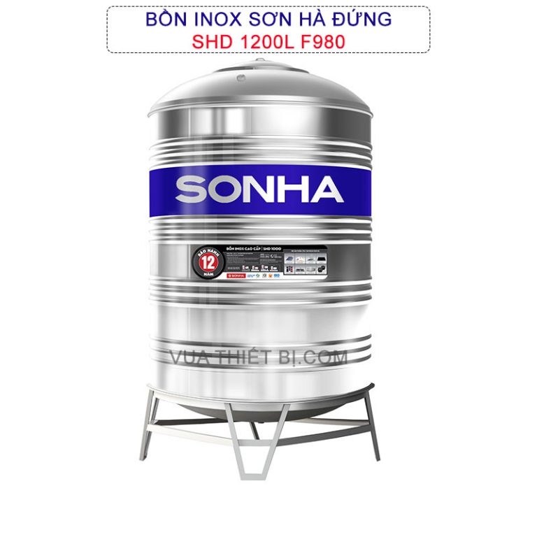 Bồn nước inox SƠN HÀ đứng 1200 lít phi 980 - SHD1200F980