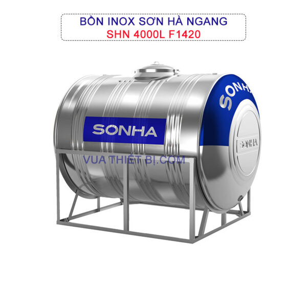 Bồn nước inox SƠN HÀ ngang 4000 lít phi 1420 - SHN4000F1420