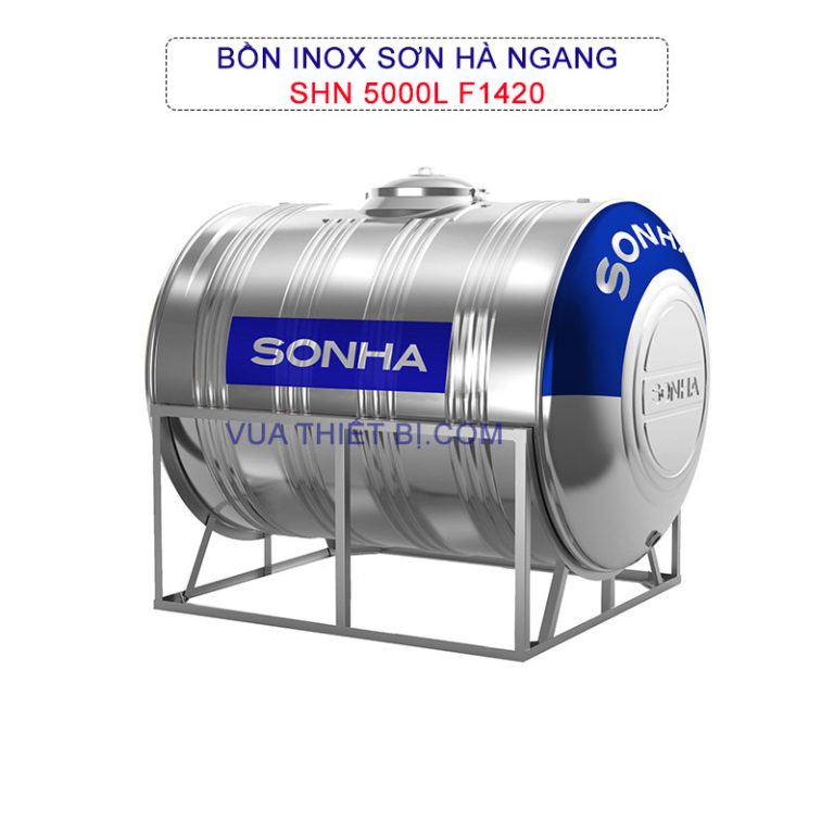 Bồn nước inox SƠN HÀ ngang 5000 lít phi 1420 - SHN5000F1420