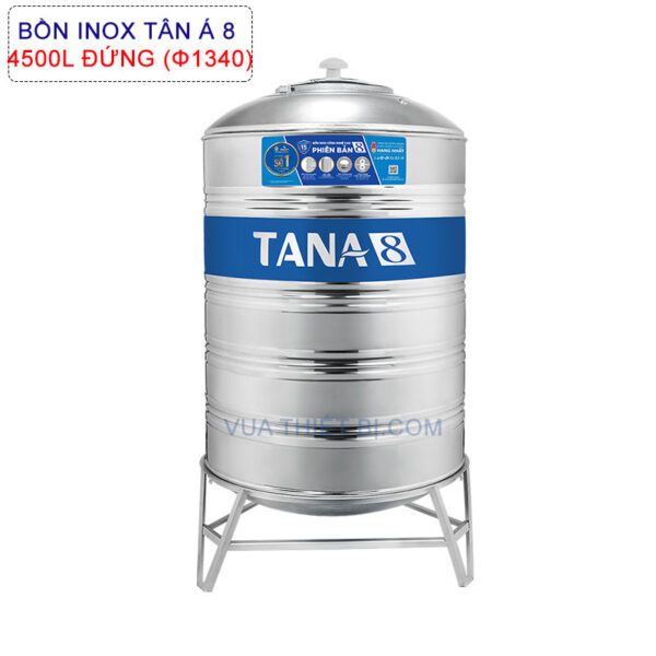 Bồn nước inox TÂN Á 8 4500L đứng phi 1340 TA8-4500Đ