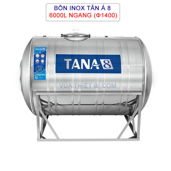 Bồn nước inox TÂN Á 8 6000L ngang phi 1400 TA8-6000N