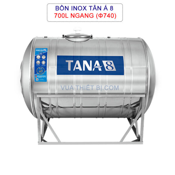 Bồn nước inox TÂN Á 8 700L ngang phi 740 TA8-700N