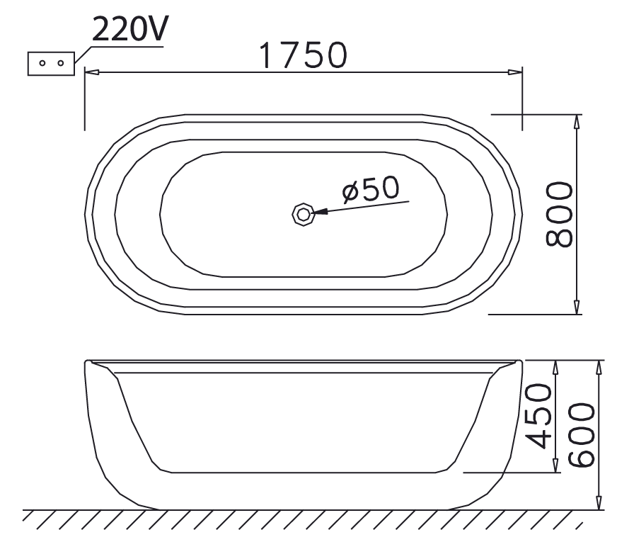 Bản vẽ kĩ thuật Bồn tắm CAESAR AT0770 lập thể 1.7M