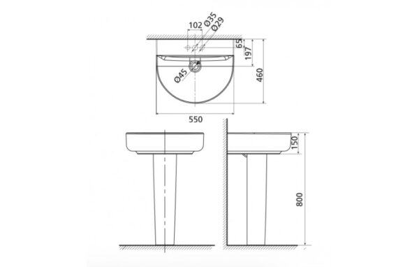 chau lavabo treo tuong american standard 0553 wt 0742 wt chan dai 2