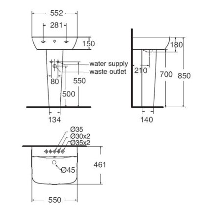 chau lavabo treo tuong american standard wp 1511 wp f712 chan ngan 2