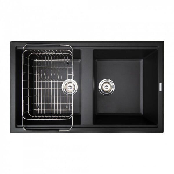 Chậu rửa bát đá KONOX Phoenix 860 Black 2 hố