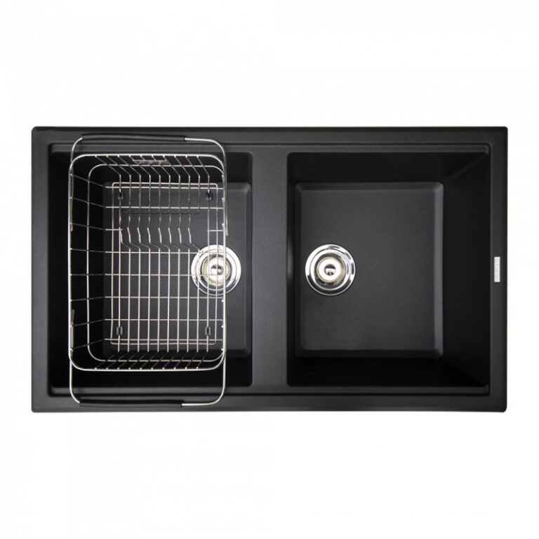 Chậu rửa bát đá KONOX Phoenix 860 Black 2 hố
