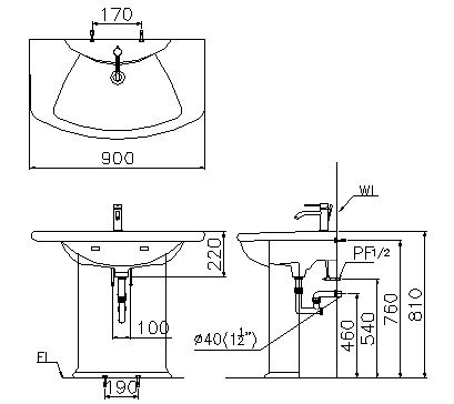 CAESAR LF5312/PF2412 - Chậu lavabo chân dài treo tường 2 chau rua lavabo caesar chan dung lf5312 pf2412
