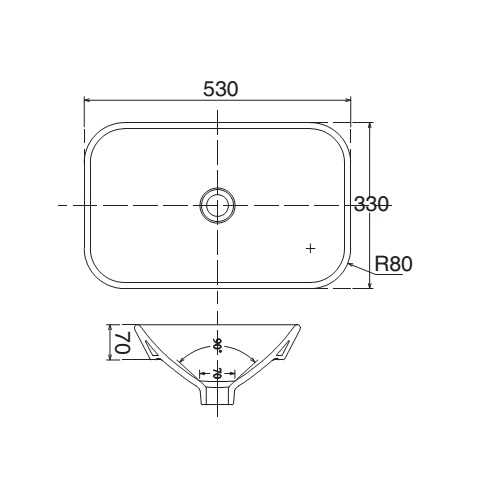 Bản vẽ kĩ thuật Chậu rửa mặt lavabo VIGLACERA V28 đặt bàn