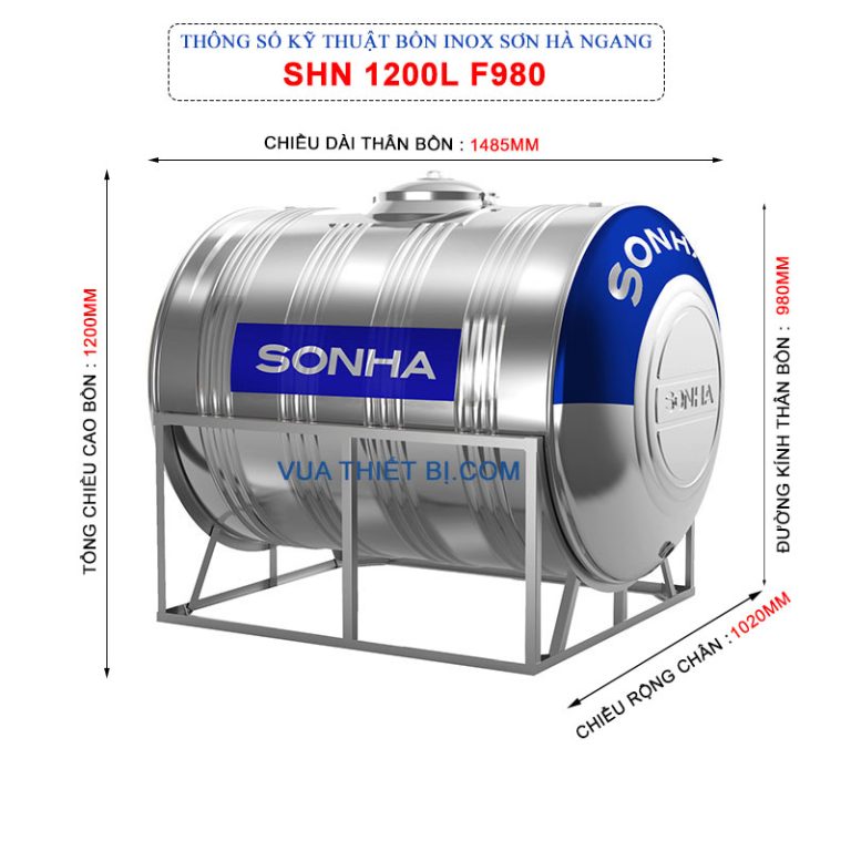 thong so ky thuat bon inox son ha 1200l ngang phi 980