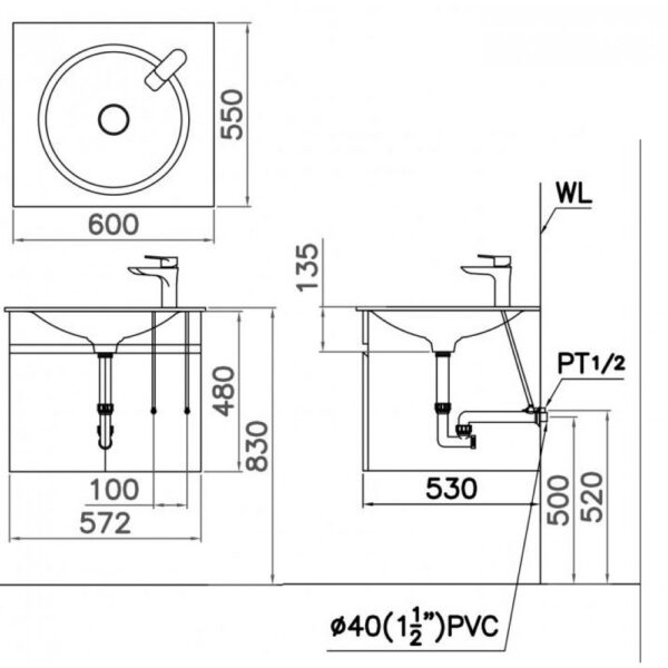 tu dat chau rua mat lavabo caesar eh151v treo tuong 2