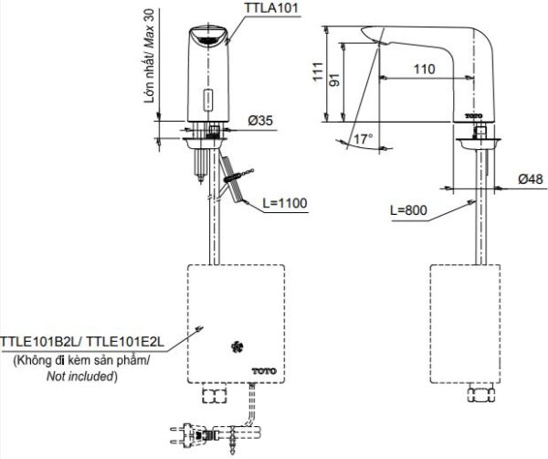voi cam ung lavabo toto ttla101 ttle101e2l tvlf405