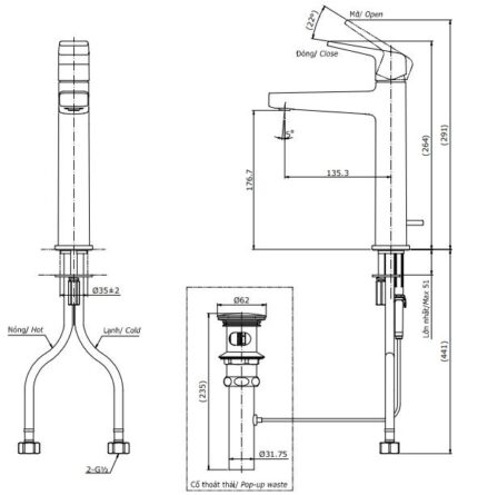 voi chau lavabo toto tlg10303v co cao 2