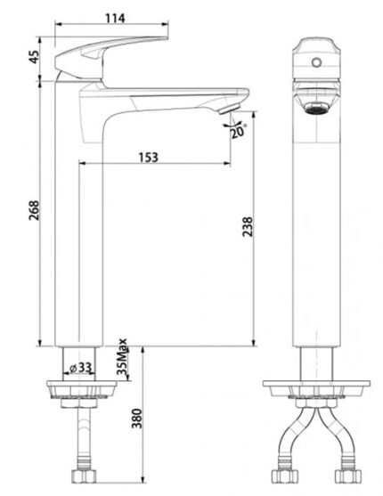 voi chau rua mat lavabo american standard wf 0703 nong lanh co cao 2