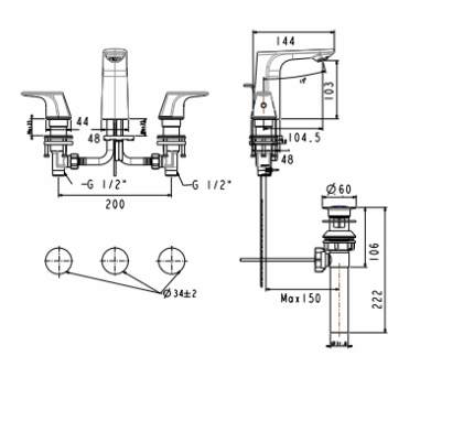 voi chau rua mat lavabo american standard wf 1703 nong lanh 3 lo 2