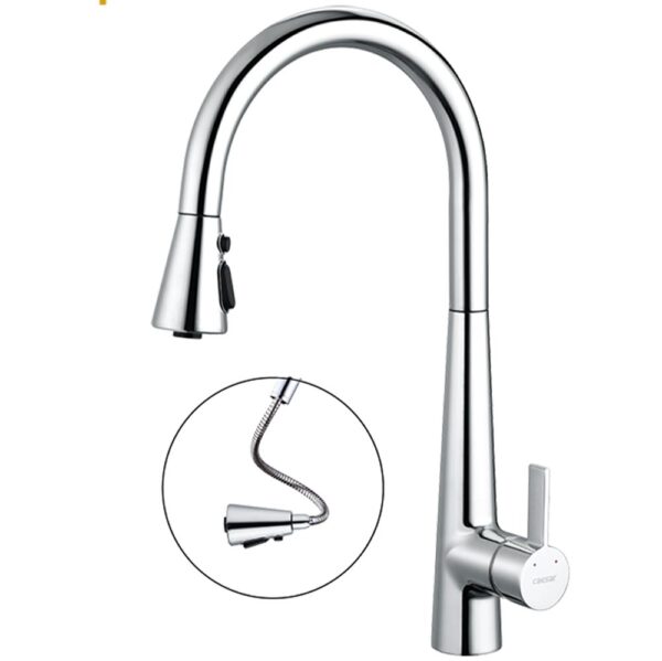 Vòi rửa bát CAESAR K905C nóng lạnh rút dây