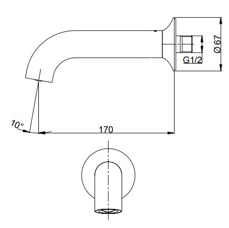 Bản vẽ kỹ thuật Vòi bồn tắm TOTO TBS02001B sen âm tường LN