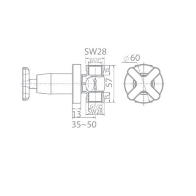 Bản vẽ kỹ thuật Vòi sen tắm American Standard WF-T705 dòng Winston âm tường lạnh