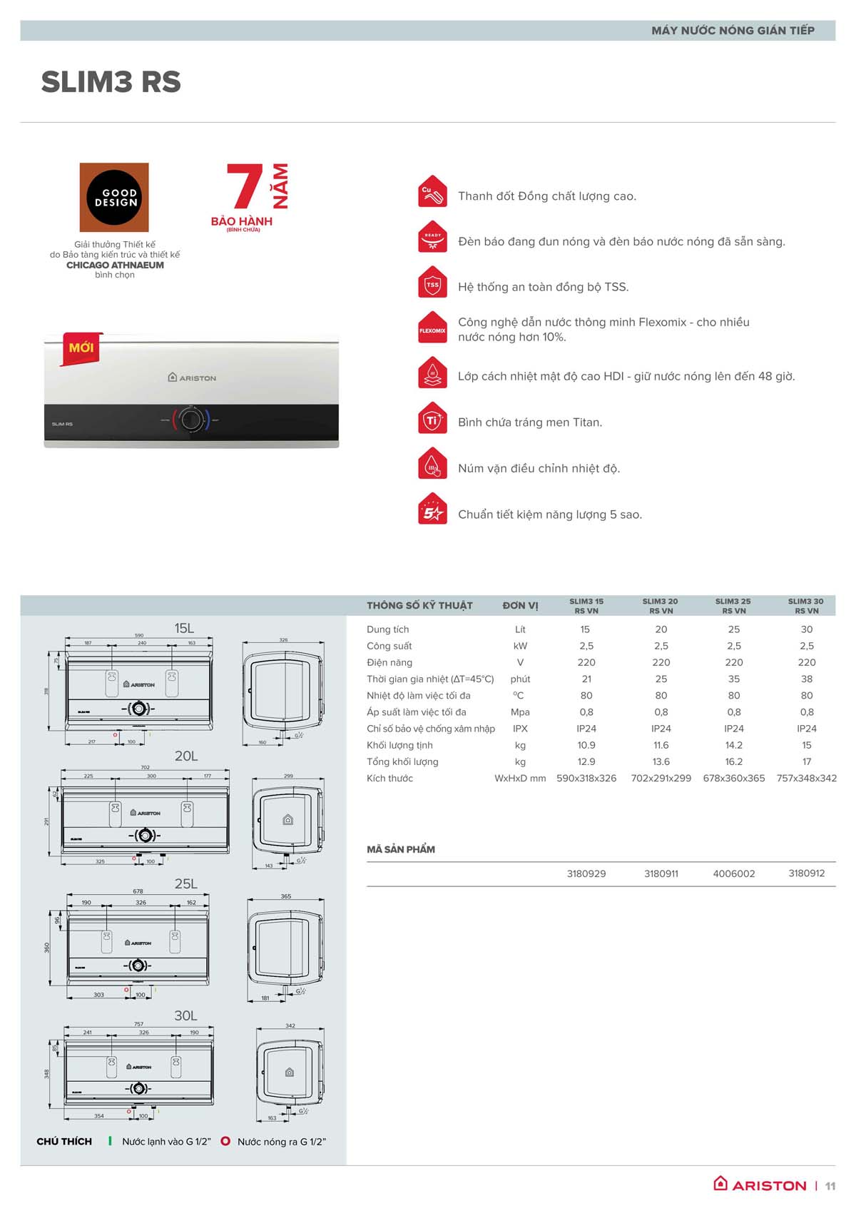 Catalogue Binh nong lanh Ariston gian tiep truc tiep ban full moi nhat 2024 10