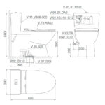 Bản vẽ kĩ thuật Bồn cầu 1 khối VIGLACERA V808 nắp êm