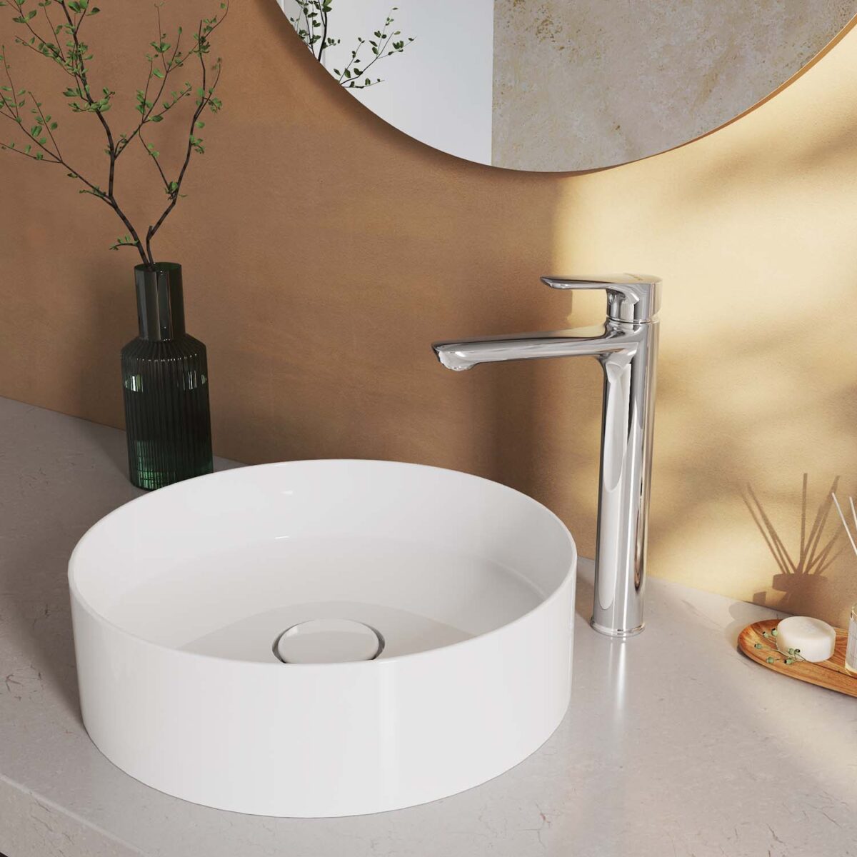 Vòi lavabo VIGLACERA VG132.1 cổ cao nóng lạnh - Ảnh 4