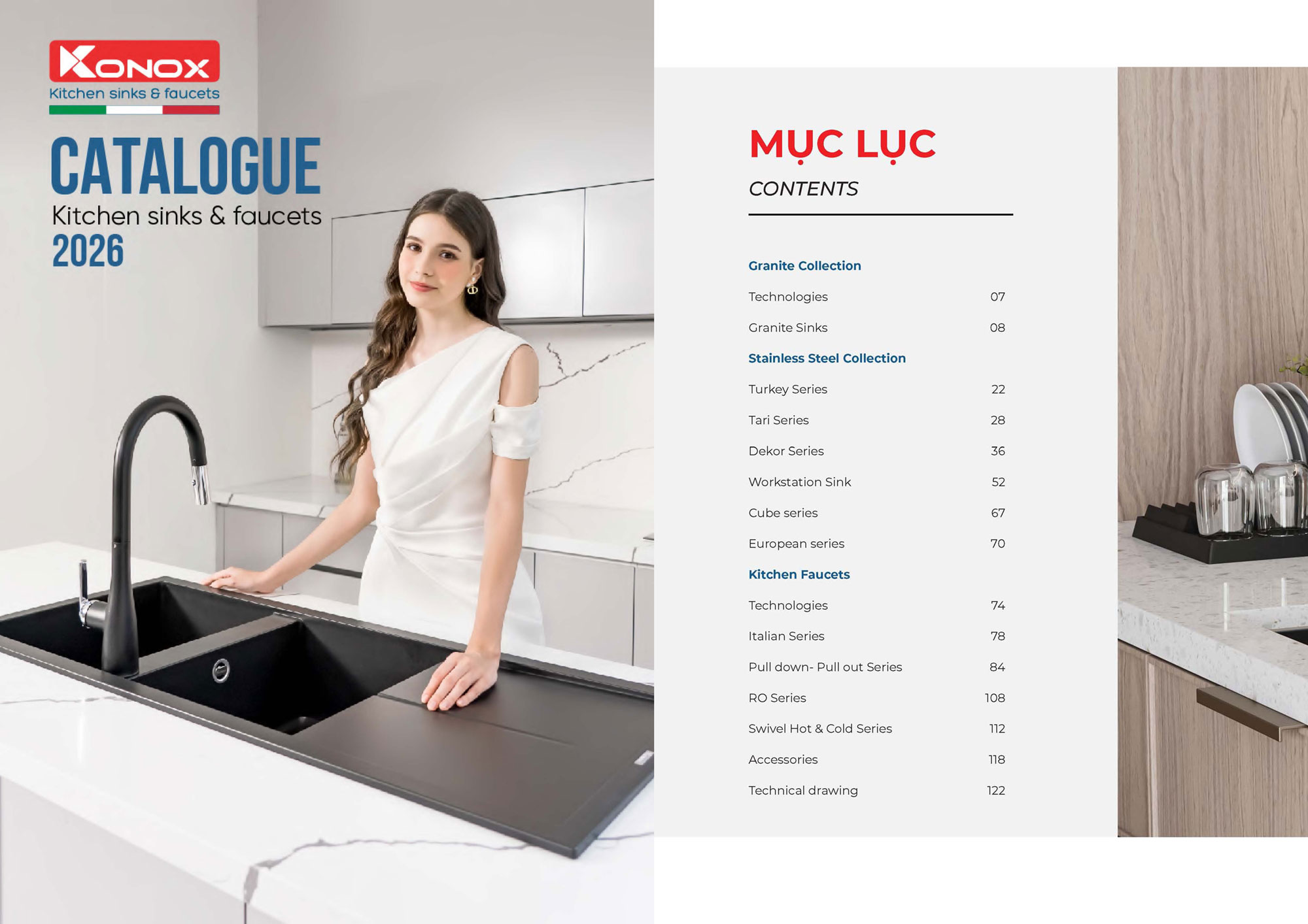 Catalogue KONOX 2026 - Bảng giá thiết bị nhà bếp 1 anh bia catalogue konox 2026