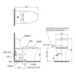 Bản vẽ kĩ thuật Bồn cầu thông minh TOTO CS302DE2 nắp rửa cơ TCW07S