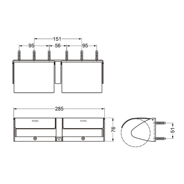 Bản vẽ kĩ thuật Lô giấy TOTO GS714W đôi