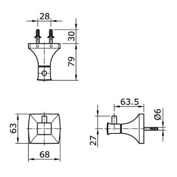 Bản vẽ kĩ thuật Móc áo TOTO TX704AW