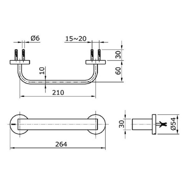 Bản vẽ kĩ thuật Thanh vắt khăn TOTO TX702AJ
