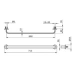 Bản vẽ kĩ thuật Thanh vắt khăn TOTO TX704AJ