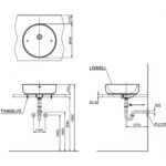 Bản vẽ kĩ thuật chậu lavabo TOTO LW895JW/F đặt bàn