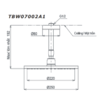 Bản vẽ kỹ thuật Bát sen âm tường TOTO TBW07002A1 gắn trần