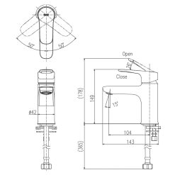 Bản vẽ kỹ thuật Vòi lavabo INAX LFV-22S nước lạnh