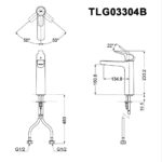 Bản vẽ kỹ thuật Vòi lavabo TOTO TLG03304B nóng lạnh cổ cao