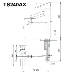 Bản-vẽ-kỹ-thuật-Vòi-lavabo-TOTO-TS240AX-cổ-cao-nóng-lạnh