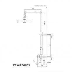 Bản vẽ kỹ thuật Vòi sen cây TOTO TBW07005A