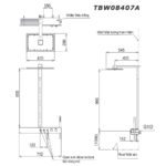 Bản vẽ kỹ thuật Vòi sen cây TOTO TBW08408A nhiệt độ