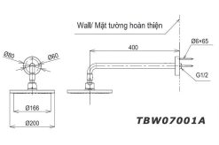 thông số kỹ thuật Bát sen âm tường TOTO TBW07001A gắn tường