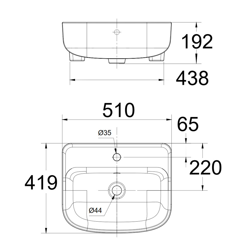 Bản vẽ kĩ thuật chậu lavabo American Standard 0533-WT LOVEN đặt bàn
