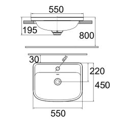Bản vẽ kĩ thuật chậu lavabo American Standard VF-0462 LOVEN đặt bàn