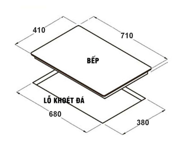 Bản vẽ kích thước Bếp điện từ đôi BAUER BE 32SES