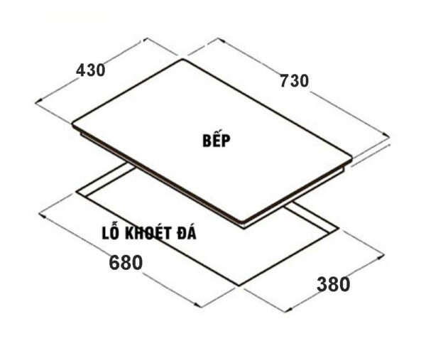 Bản vẽ kích thước Bếp điện từ đôi CANZY CZ 900GEB