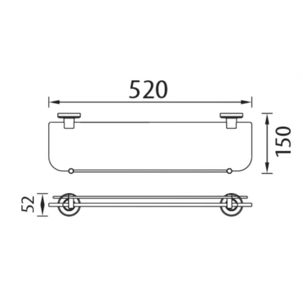 Bản vẽ kích thước Kệ kính HUGE H-B1639G
