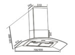 Bản vẽ kích thước Máy hút mùi CANZY CZ 3470 70cm kính cong