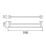 Bản vẽ kích thước Thanh vắt khăn HUGE H-B1739AG đôi
